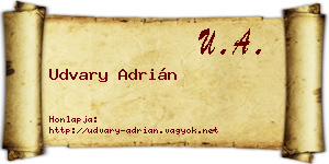 Udvary Adrián névjegykártya